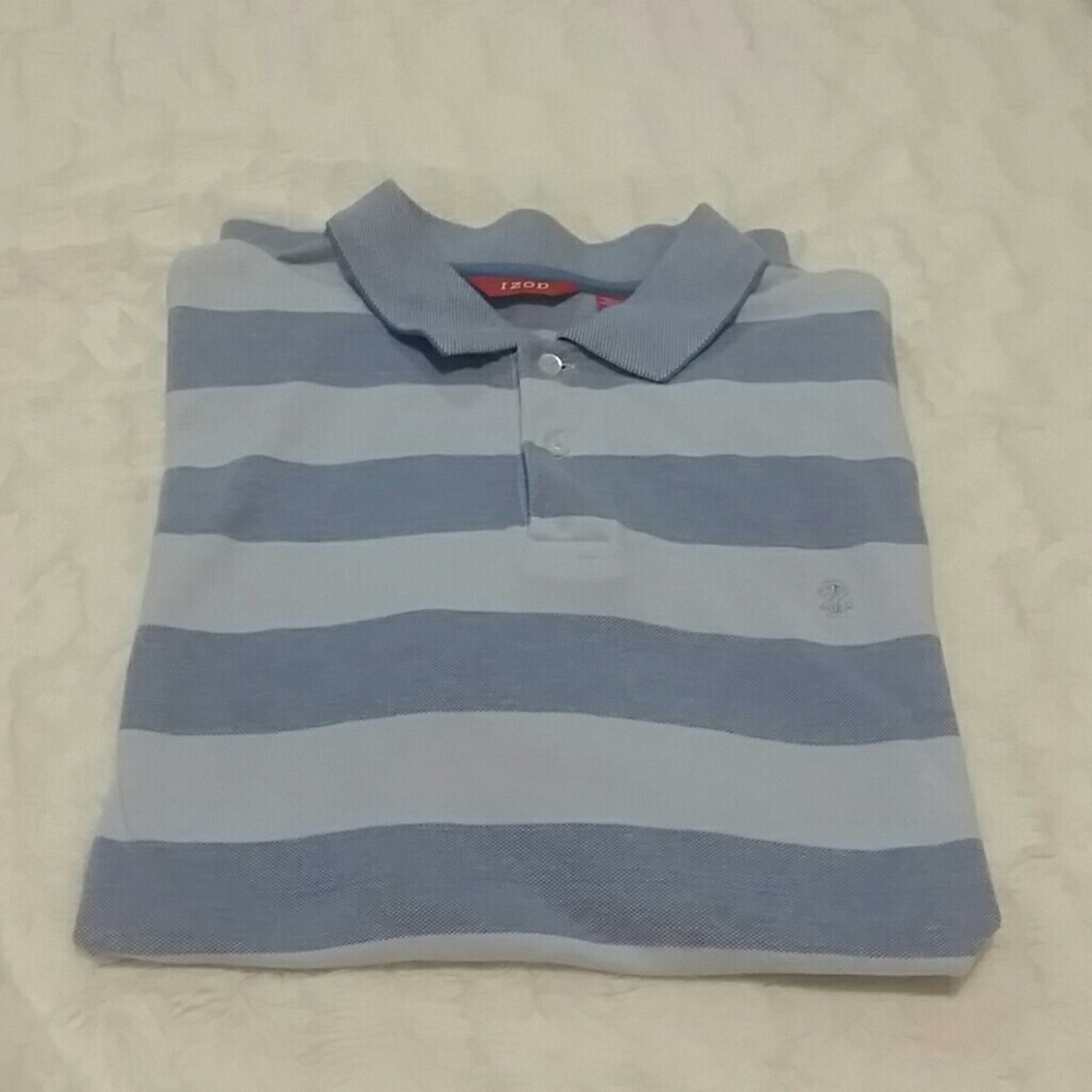 IZOD MEN'S LIGHT BLUE STRIPE POLO